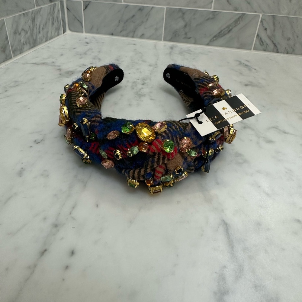 Lele sadoughi mixed crystal plaid headband in aspen